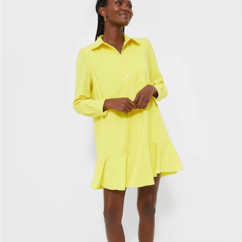 Tuckernuck Neon Yellow Crepe Callahan Shirt Dress